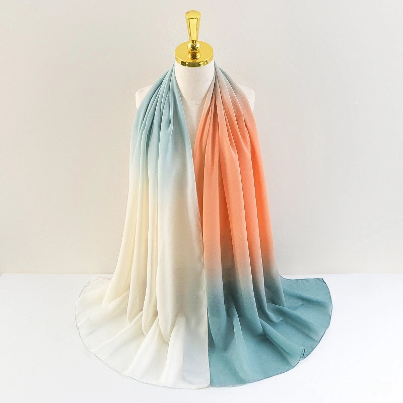 New 75D Chiffon Scarf Spring Long Scarf Gradient Scarf Spring And Autumn Building Season Scarf Women Factory