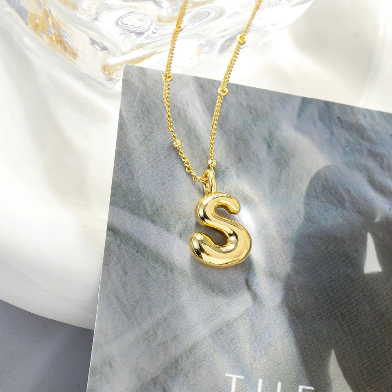 Minimalist Streetwear Letter Copper K Gold Plated Pendant Necklace