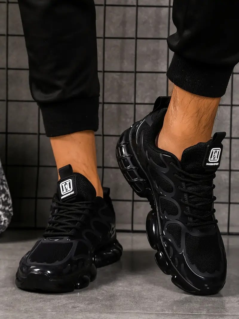 Men'S Lightweight Breathable Running Shoes - Low-Top Sneakers with Cushioned Midsole, Non-Slip Rubber Outsole for Gym, Jogging, Everyday - Black Sneakers - Lace-Up Closure for Secure Fit - Ideal for Beginners & Advanced Athletes, Gym Footwear, Sleek Desig