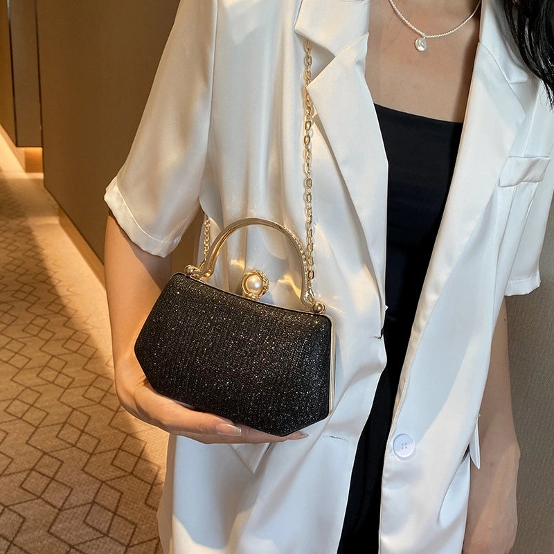 Black Purple Silver Pu Leather Solid Color Square Evening Bags