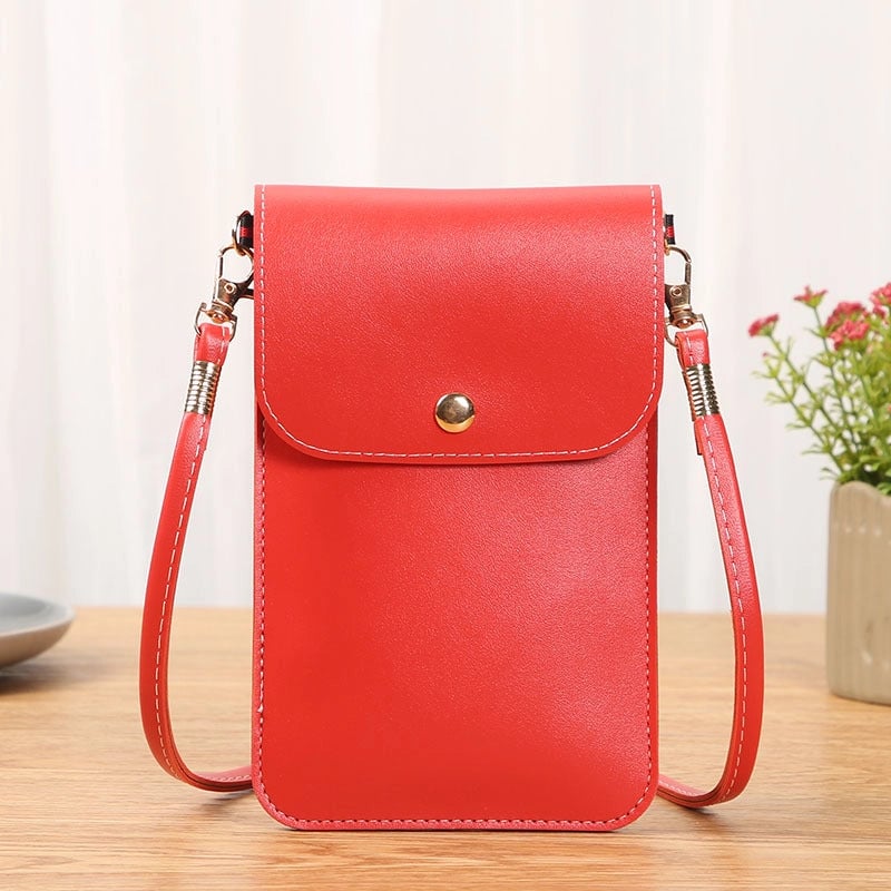 Women's Pu Leather Solid Color Basic Sewing Thread Square Magnetic Buckle Phone Wallets