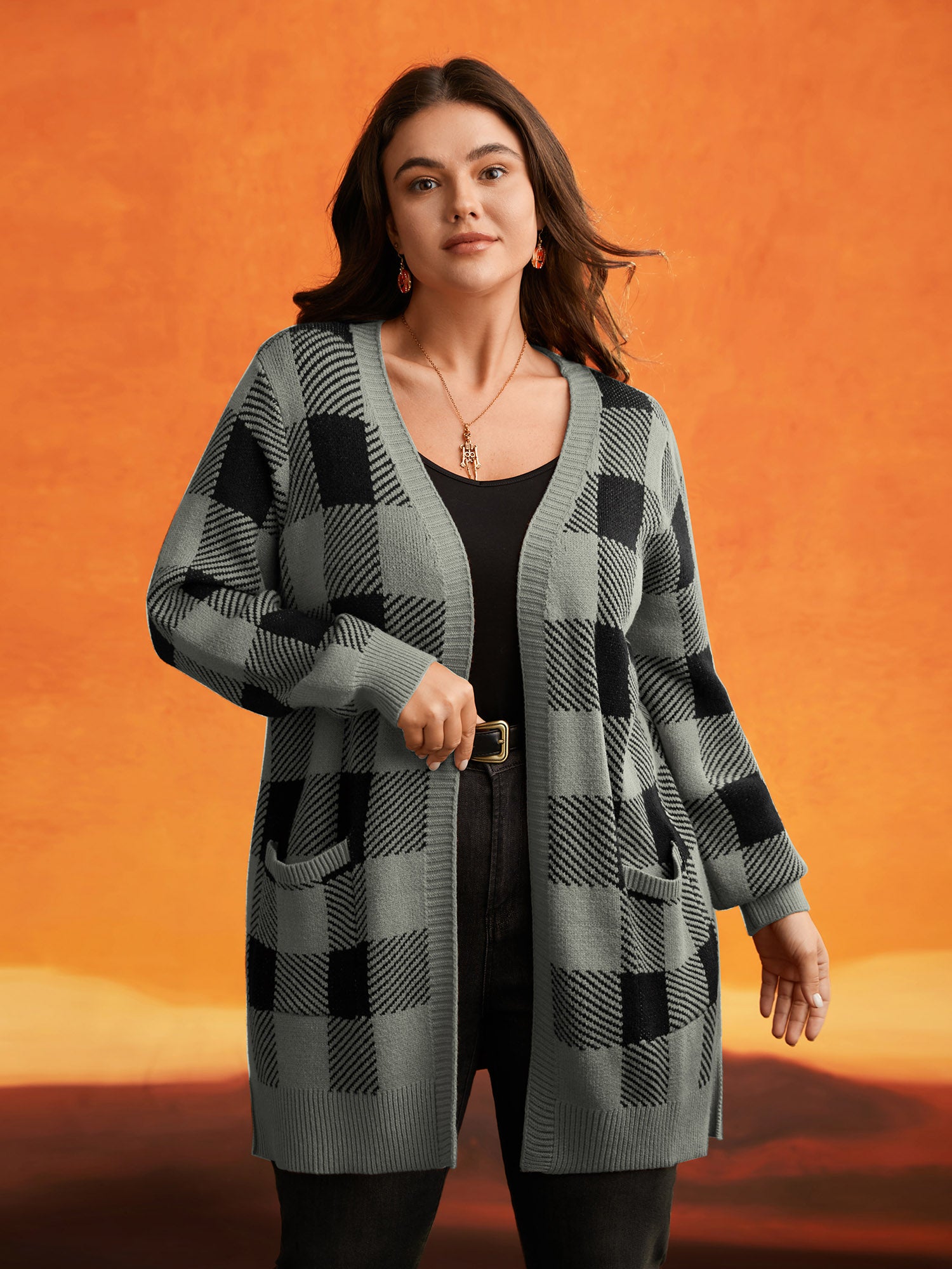 Supersoft Essentials Plaid Open Cardigan