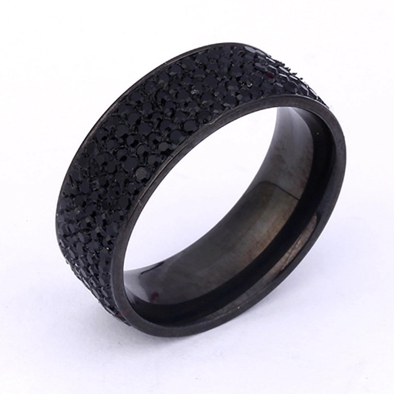 Stainless Steel Minimalist Geometric Inlay Zircon Rings