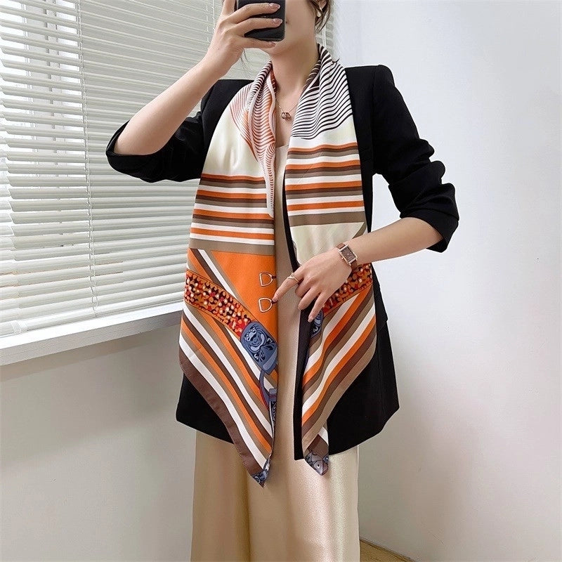 Women's Elegant Minimalist Plant Polyester Silk Scarf