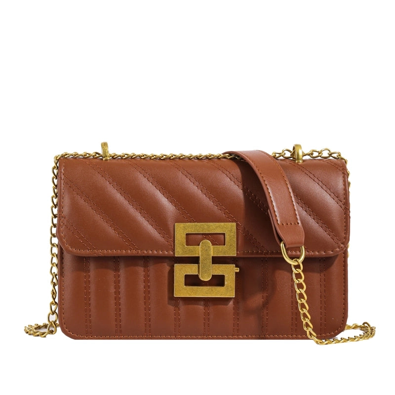Women's Medium Pu Leather Solid Color Elegant Classic Style Square Flip Cover Shoulder Bag Crossbody Bag