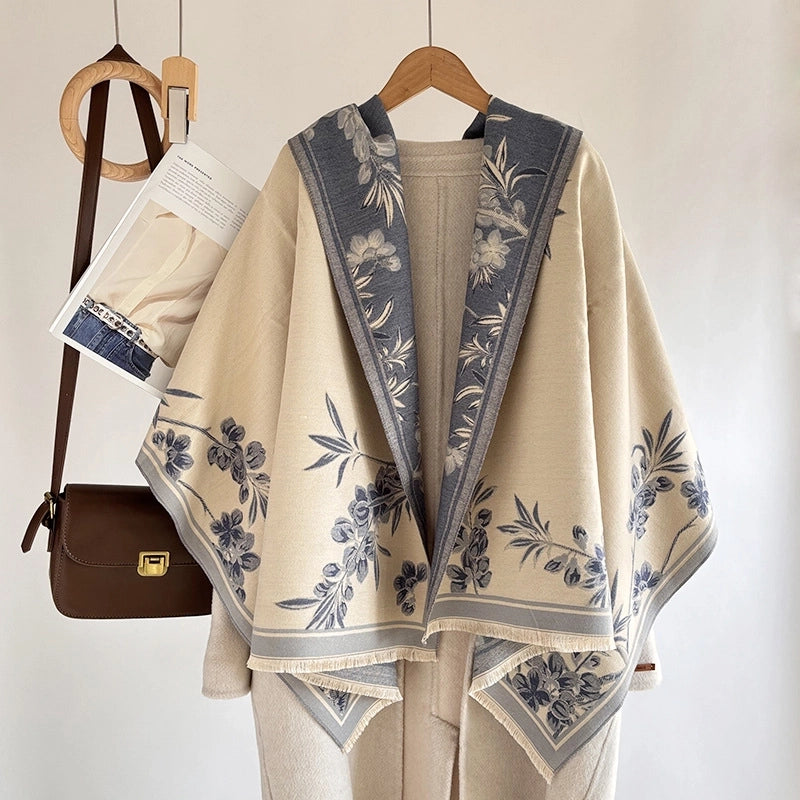 Women's Elegant Plant Imitation Cashmere Jacquard Scarf
