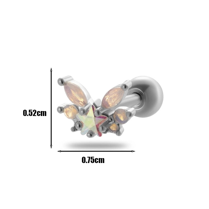 1 Piece Ear Cartilage Rings & Studs Minimalist Geometric 316L Stainless Steel  Copper Plating Inlay Zircon