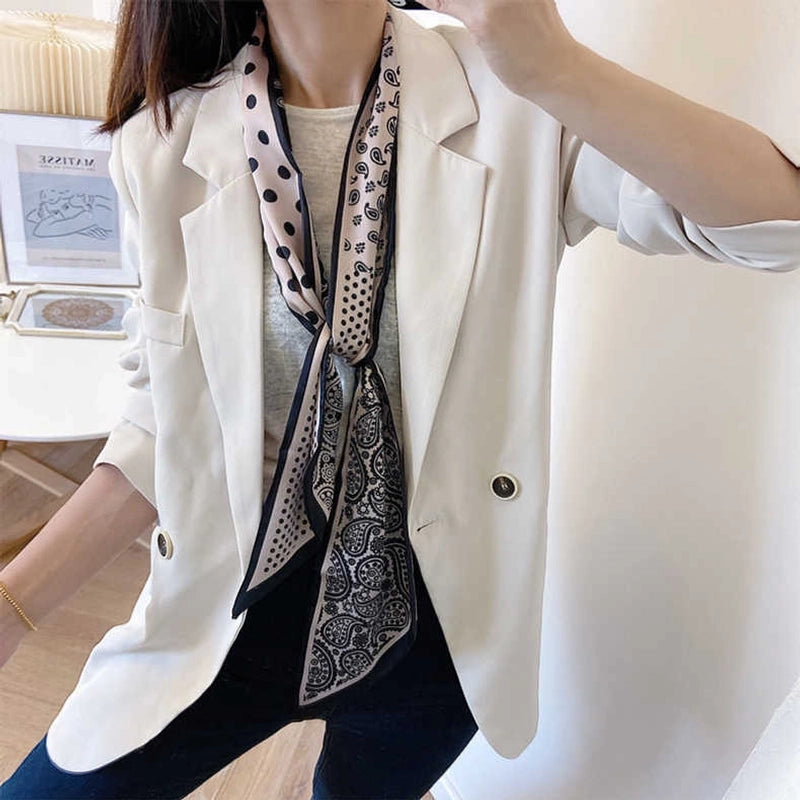 Women's Minimalist Color Block Polyester Printing Silk Scarf