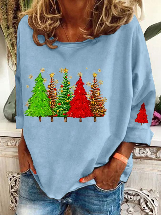 Women's  Sequined Christmas Tree Printed Casual Sweatshirt