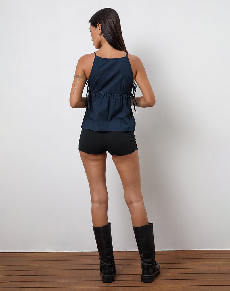 Palsi Tie Side Vest Top in Navy