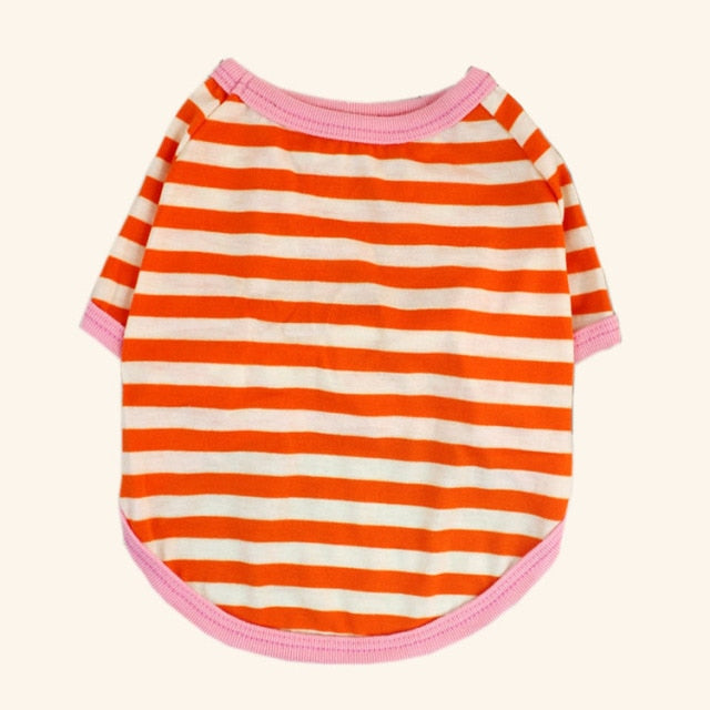 Striped Cotton Dog Cat T-shirt