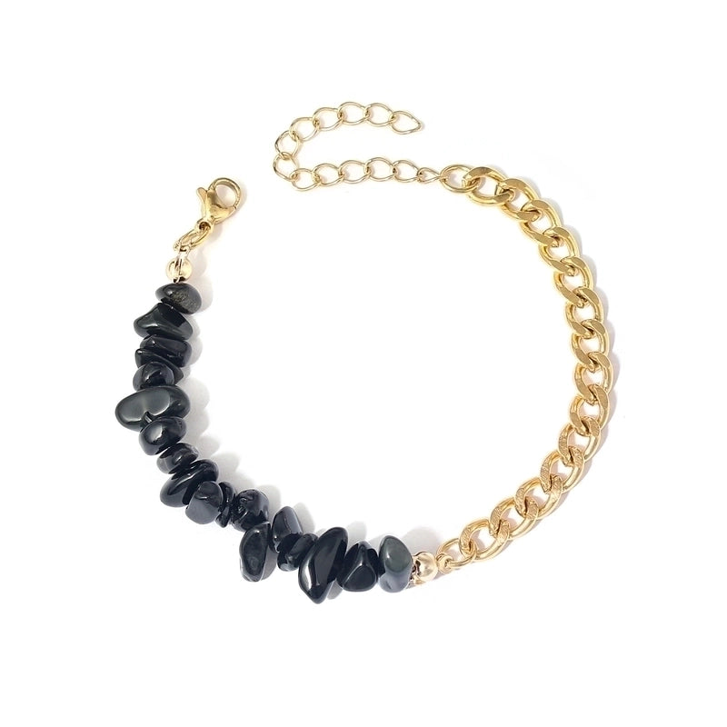 Vacation Color Block 304 Stainless Steel Natural Stone 18K Gold Plated Bracelets In Bulk