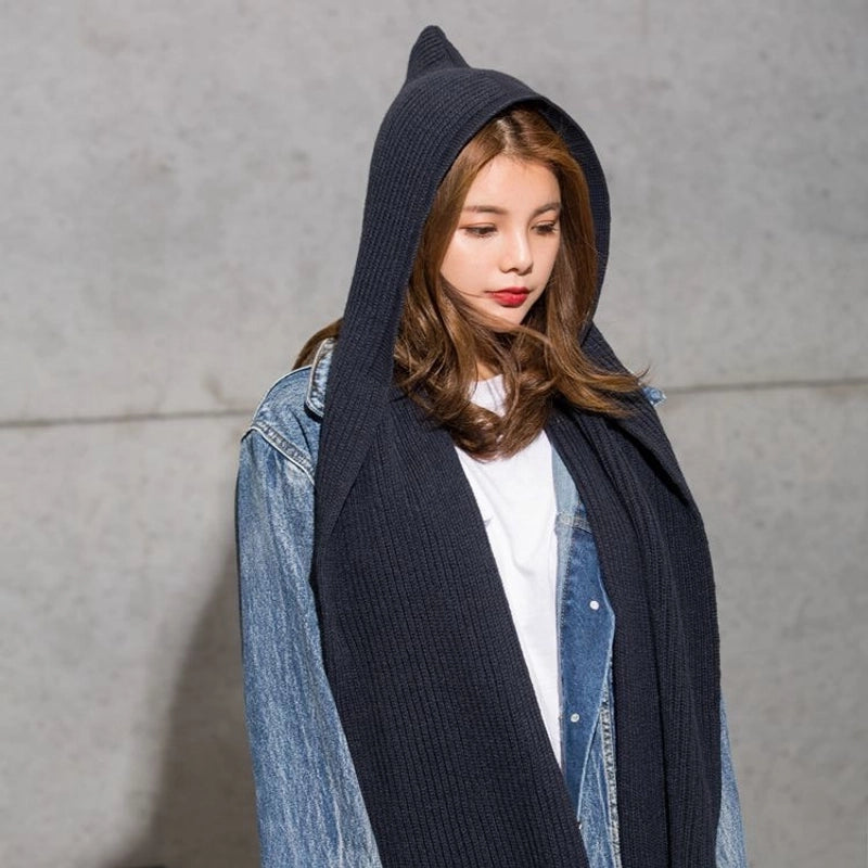 Fashion Knitted Hat Autumn And Winter Air Conditioning Shawl Integrated Parent-child Scarf