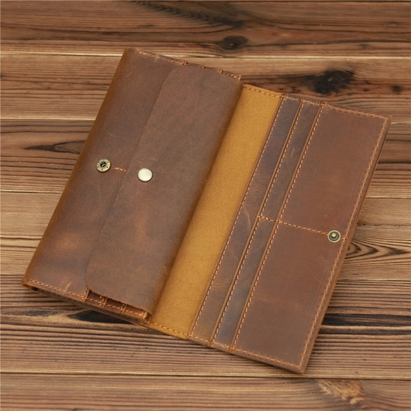 358 Retro Crazy Horse Cowhide Men's Long Wallet Clutch Factories Guangzhou Factory Outlet