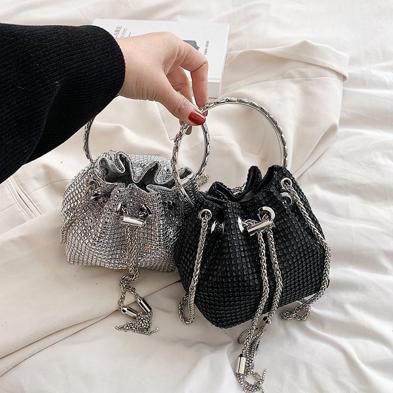 Women's Pu Leather Solid Color Streetwear Bucket String Shoulder Bag Handbag Crossbody Bag