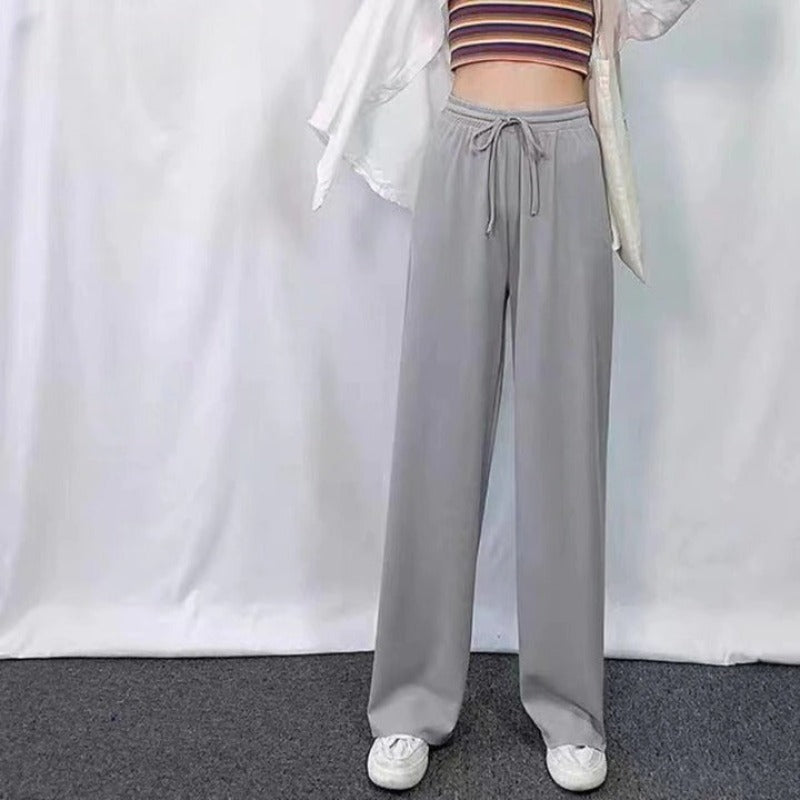High Waist Straight Ice Silk Trousers For Women