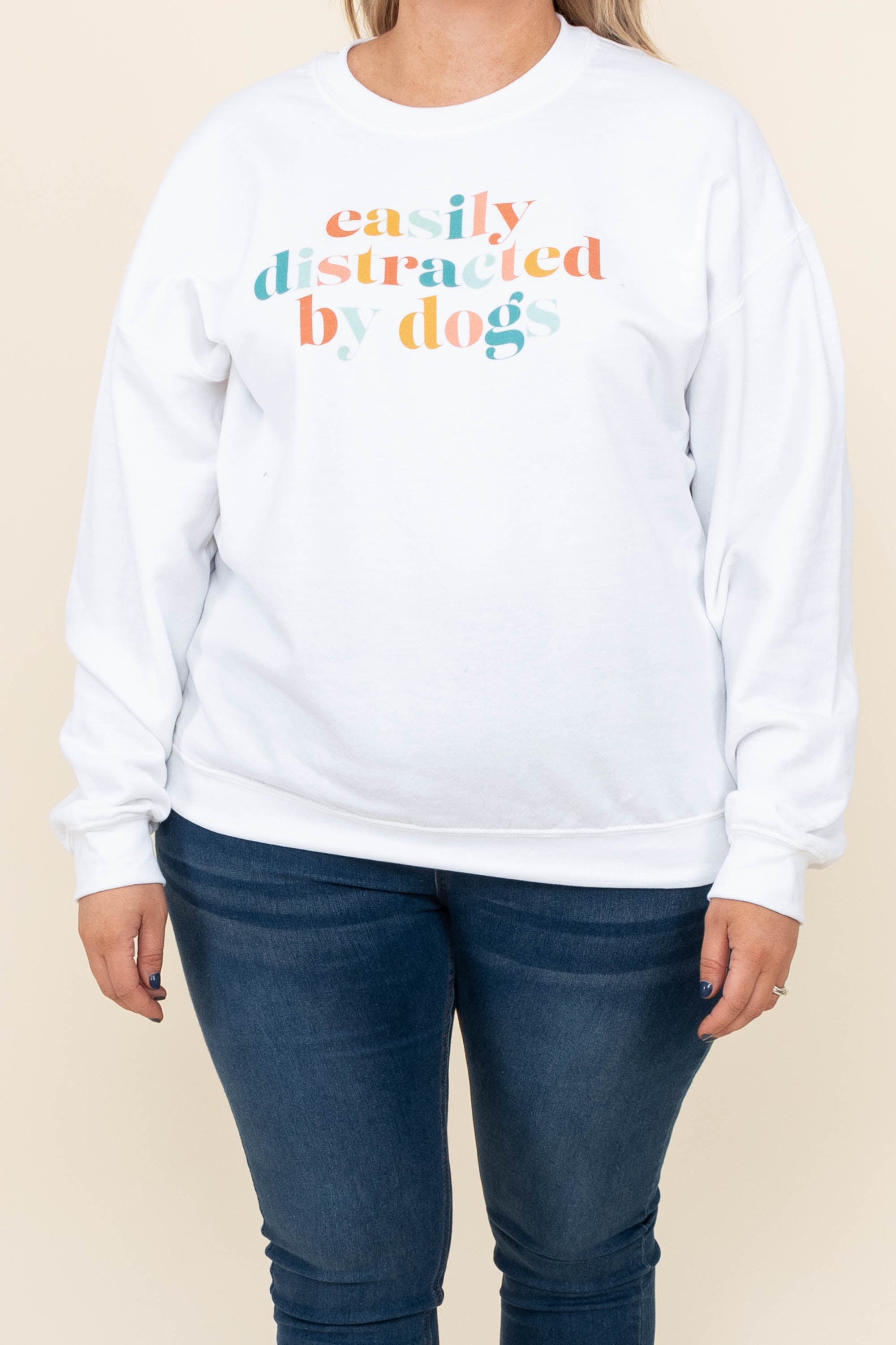 Easily Distracted By Dogs Sweatshirt. White