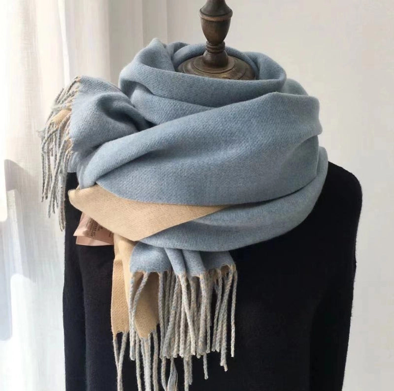 Autumn And Winter New Light Luxury ~ Coat Mate Double-sided Solid Color Scarf Women's Style Cashmere-like Warm Shawl Scarf