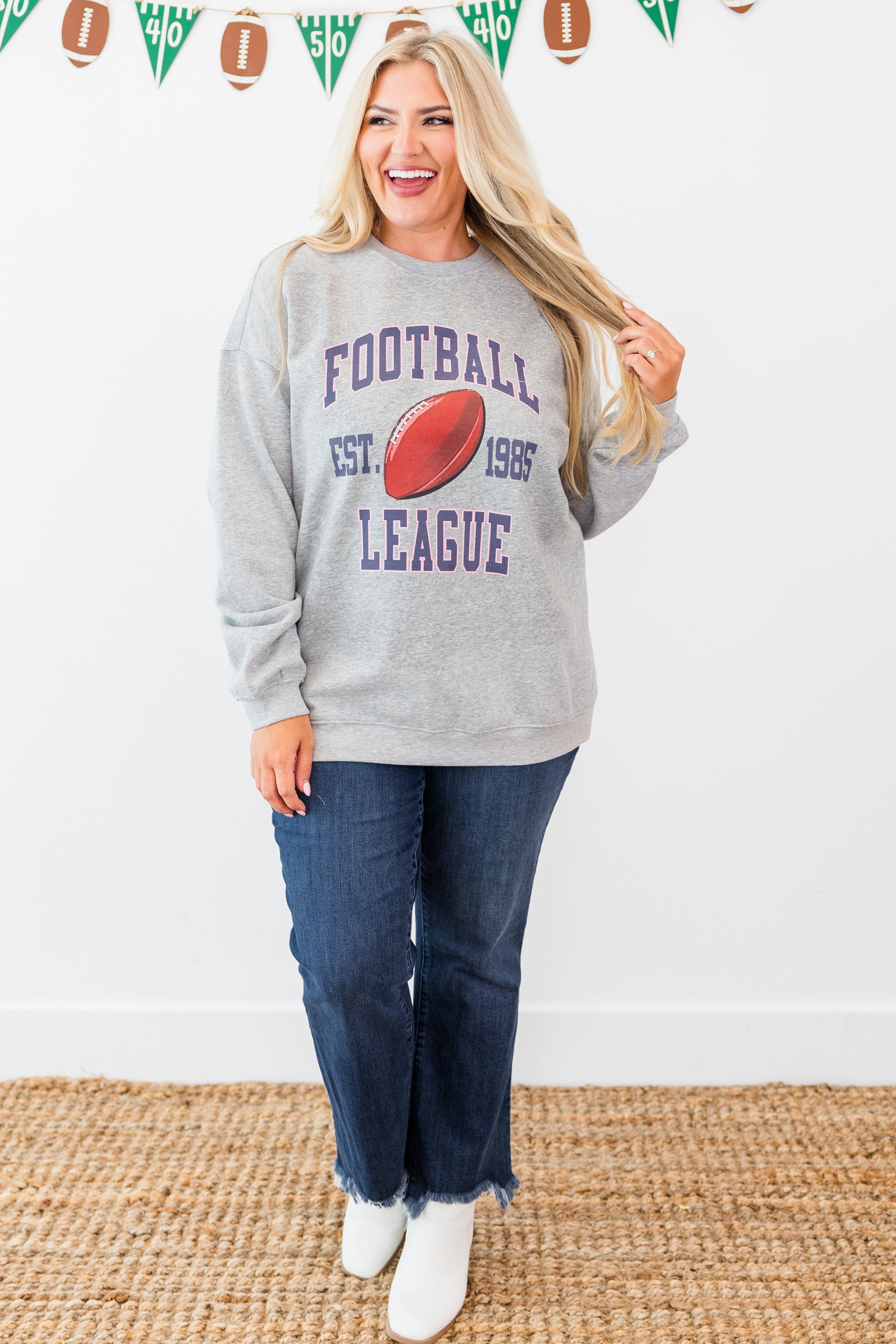 Cozy On Game Day Pullover. Heather Gray