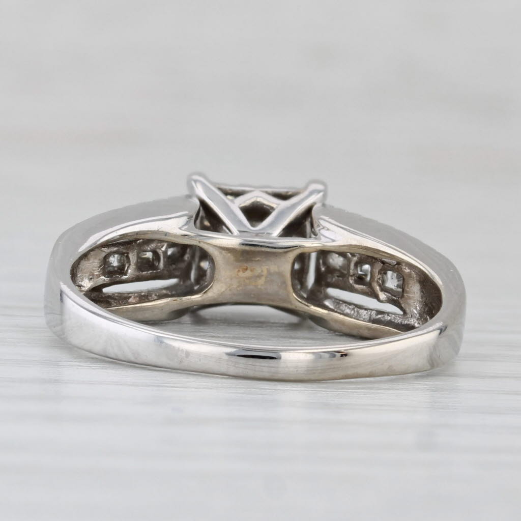 0.52ctw Princess Diamond Halo Engagement Ring 14k White Gold Size 9