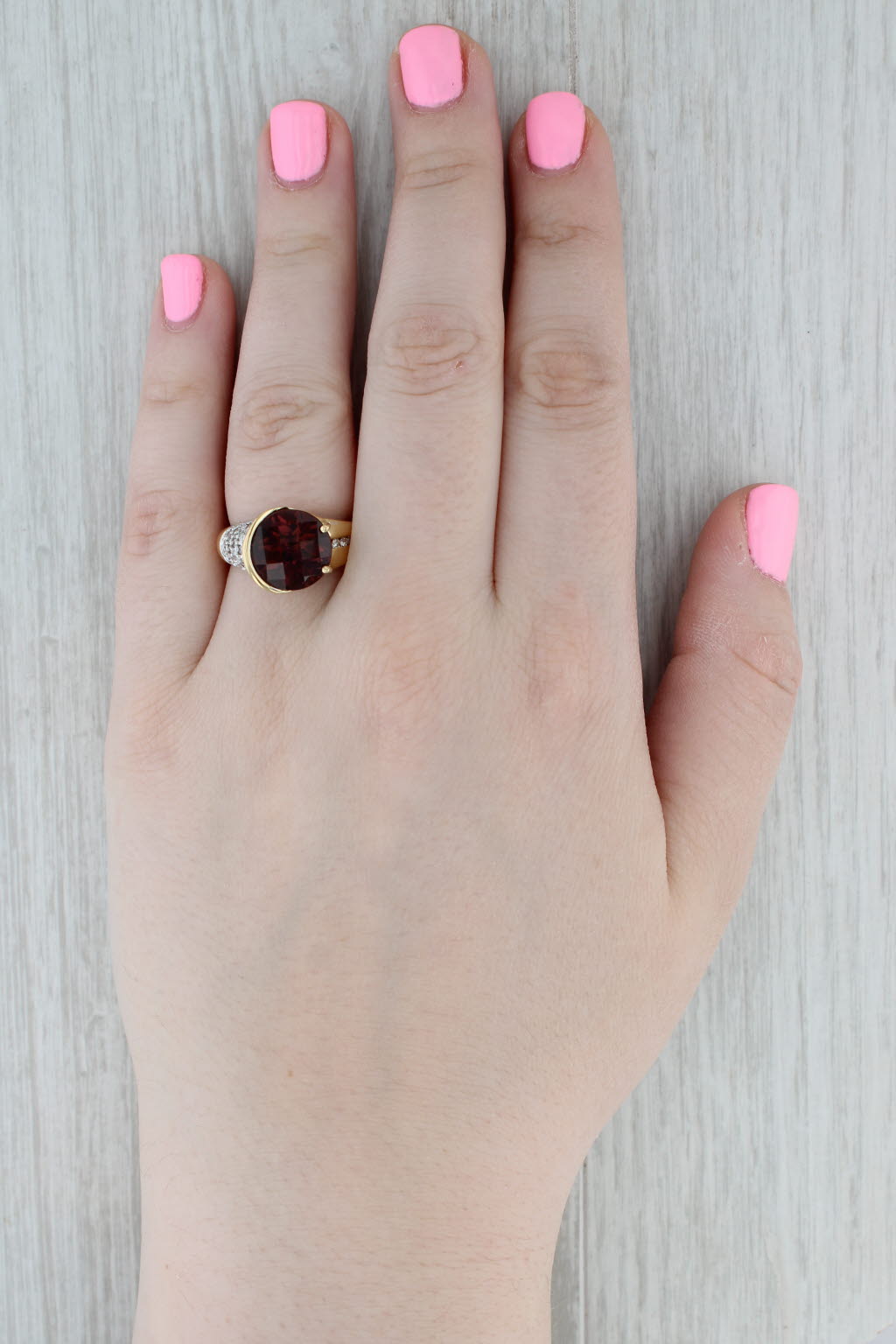 8.90ctw Tourmaline Diamond Ring 18k Yellow Gold Size 8 Cocktail