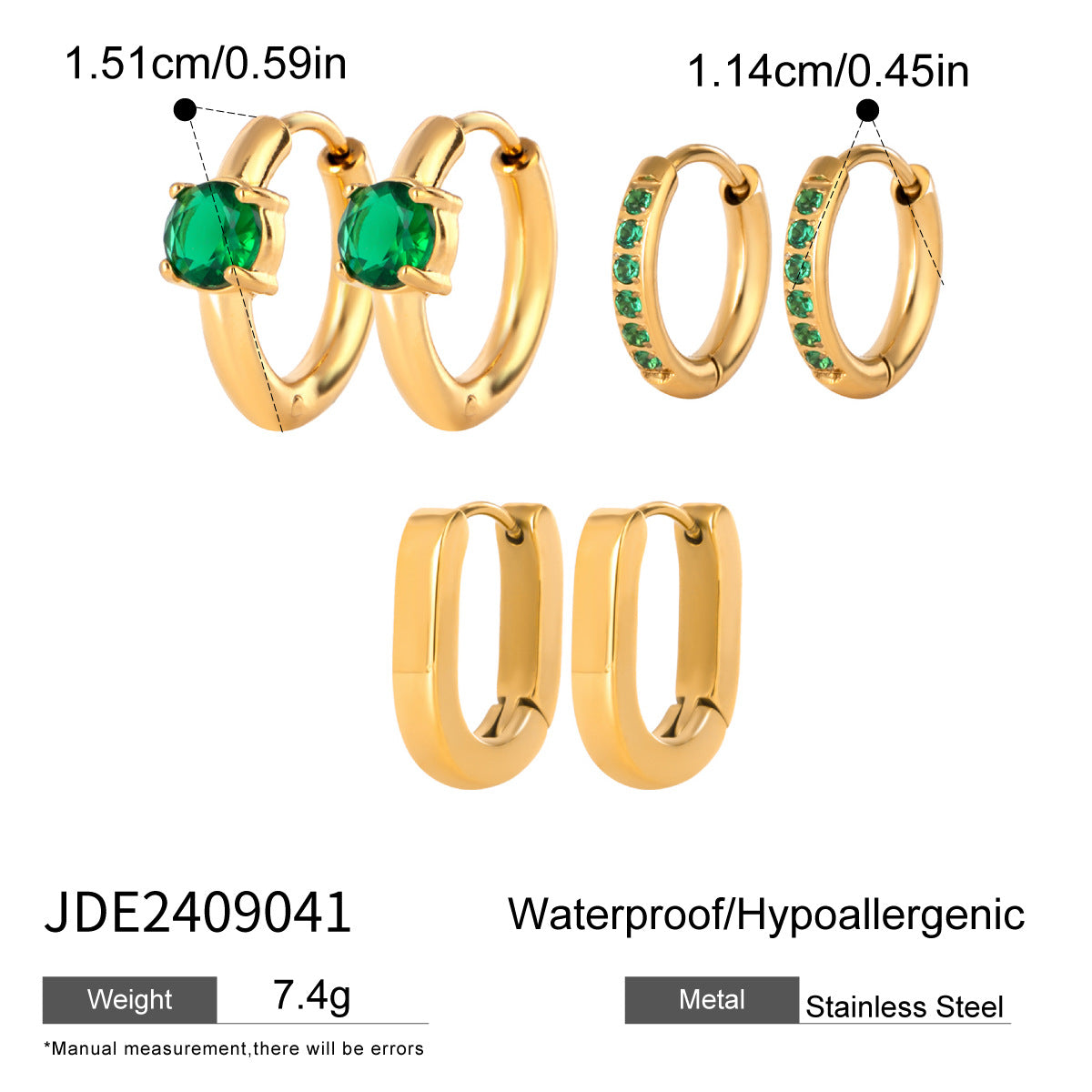 Jie Ding Three Pairs Of Stainless Steel Zircon Earrings Niche Pearl Earrings Titanium Steel Earrings