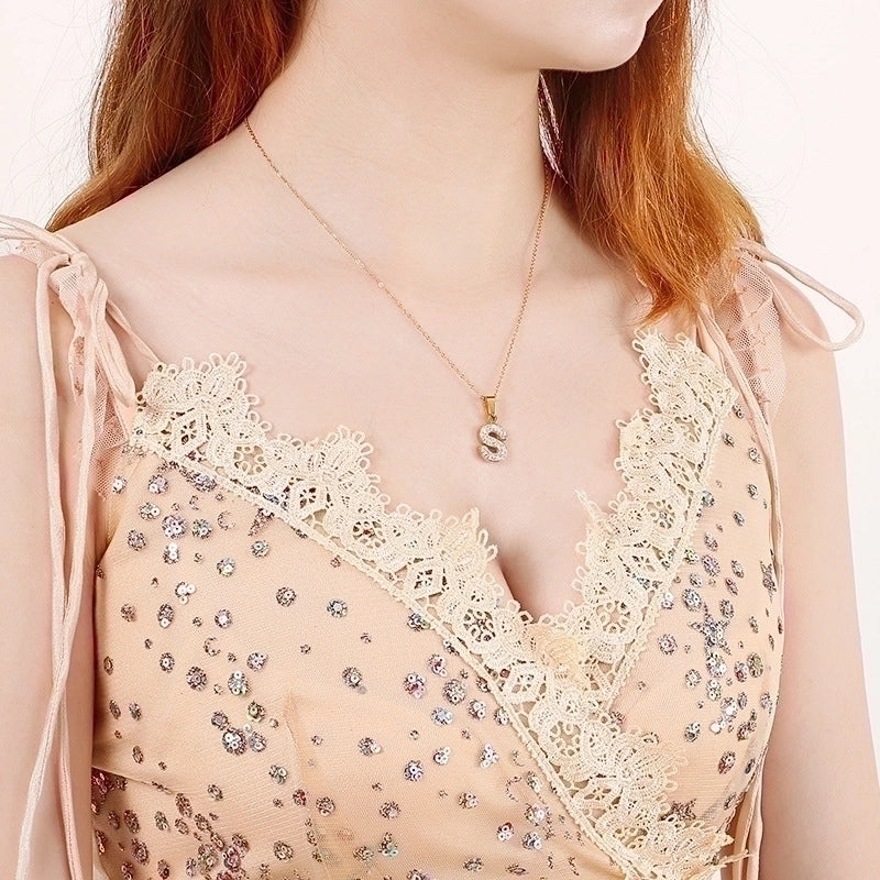 Titanium Steel 18K Gold Plated Fashion Plating Letter Necklace