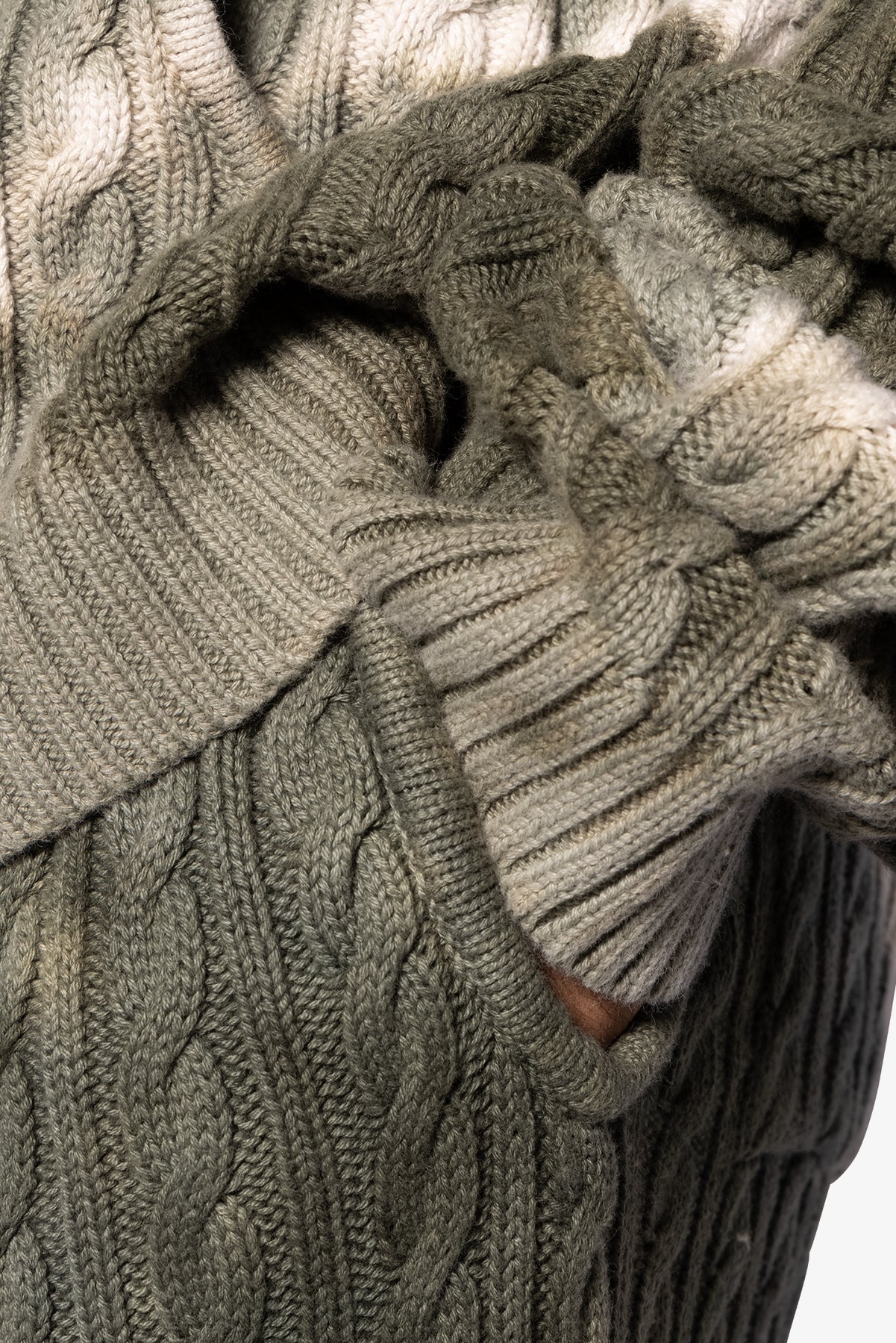 Tie Dye Cable Knit Sweatpants - Olive