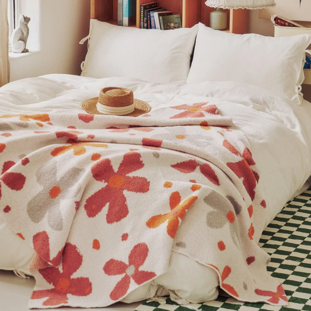 Floral Soft Knit Throw Blanket
