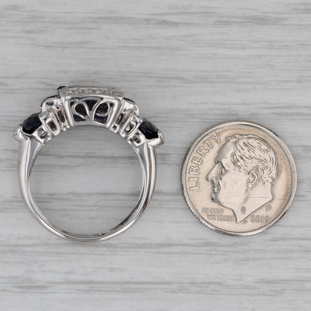 3.65ctw Blue Iolite Diamond Ring 14k White Gold Size 6.5