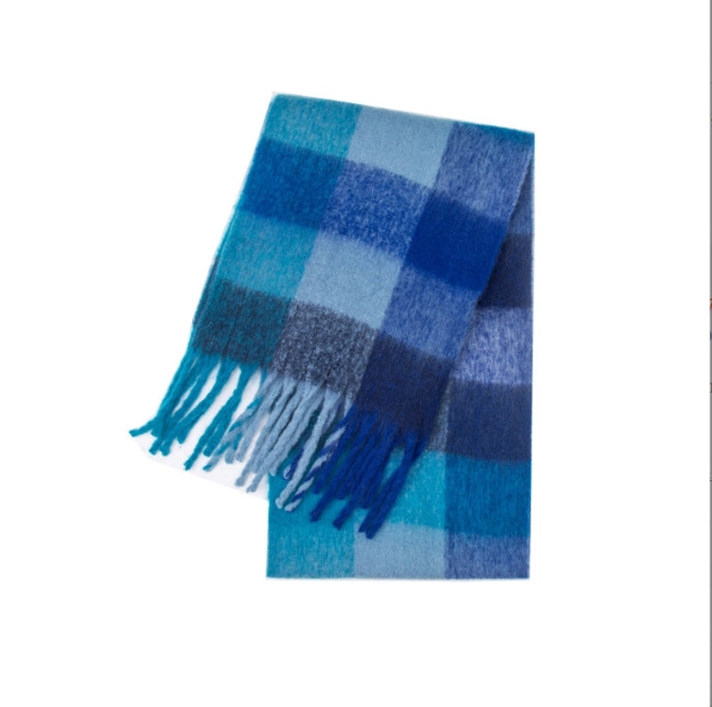 Women's Casual Minimalist Lattice Polyester Tassel Scarf