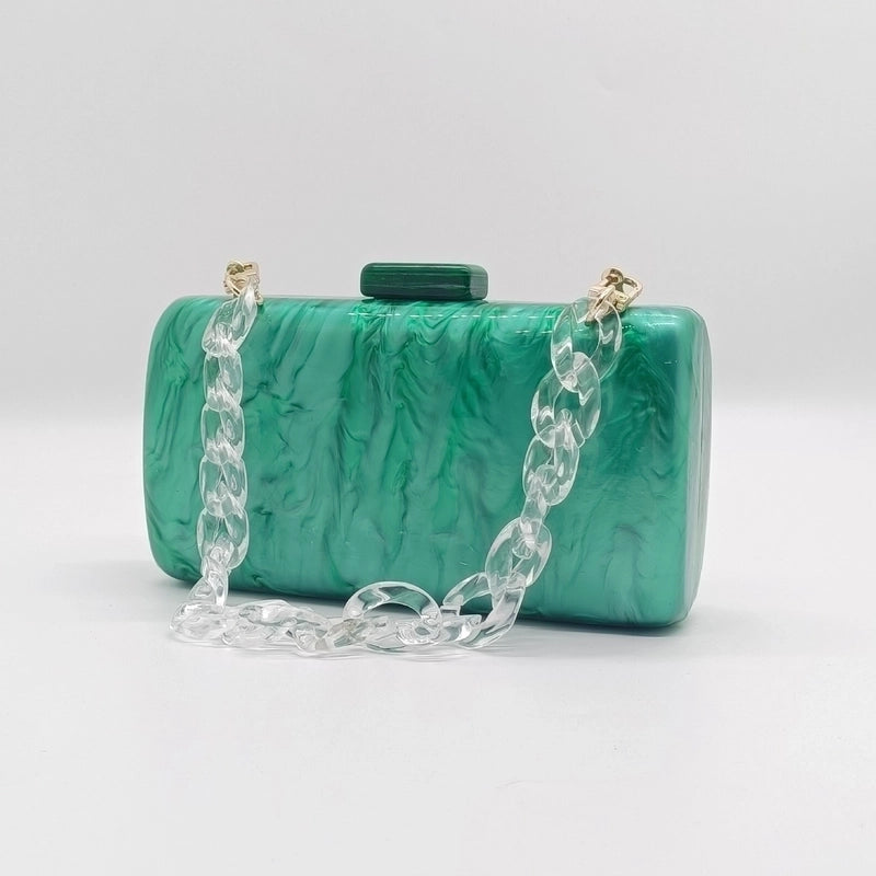 White Purple Green Arylic Solid Color Square Evening Bags