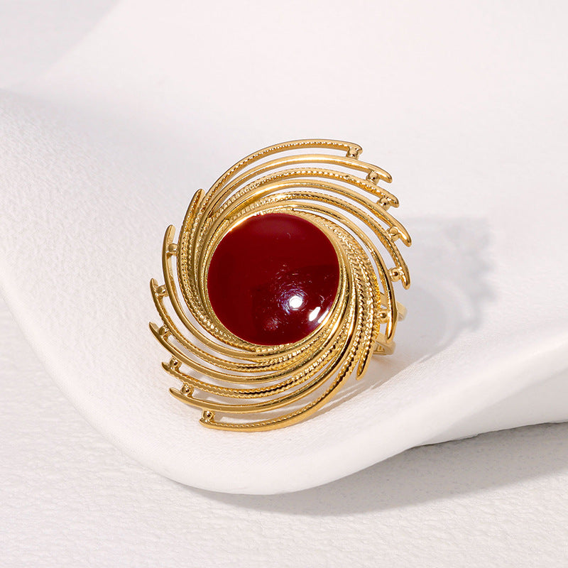Retro Vintage Niche Personality Stainless Steel Open Ring For Women