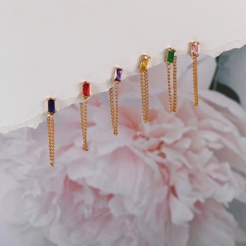 Ear Cartilage Rings & Studs Minimalist Geometric Brass Gem