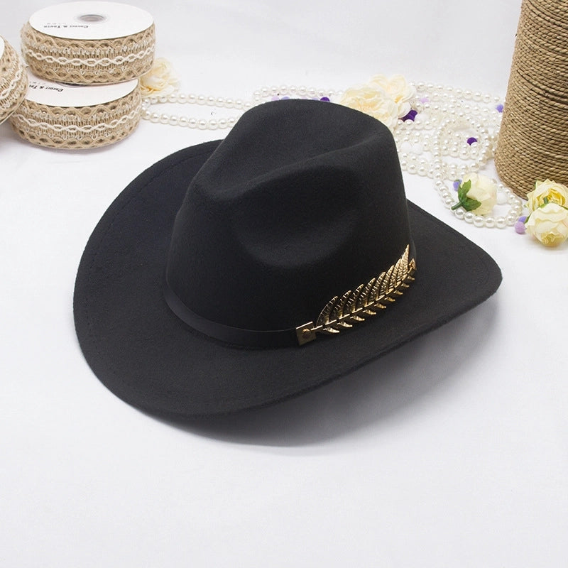 New Ethnic Style Tibetan Western Cowboy Hat Topper Hat Autumn And Winter Men's And Women's Felt Hat Edge Jazz Hat Fashion
