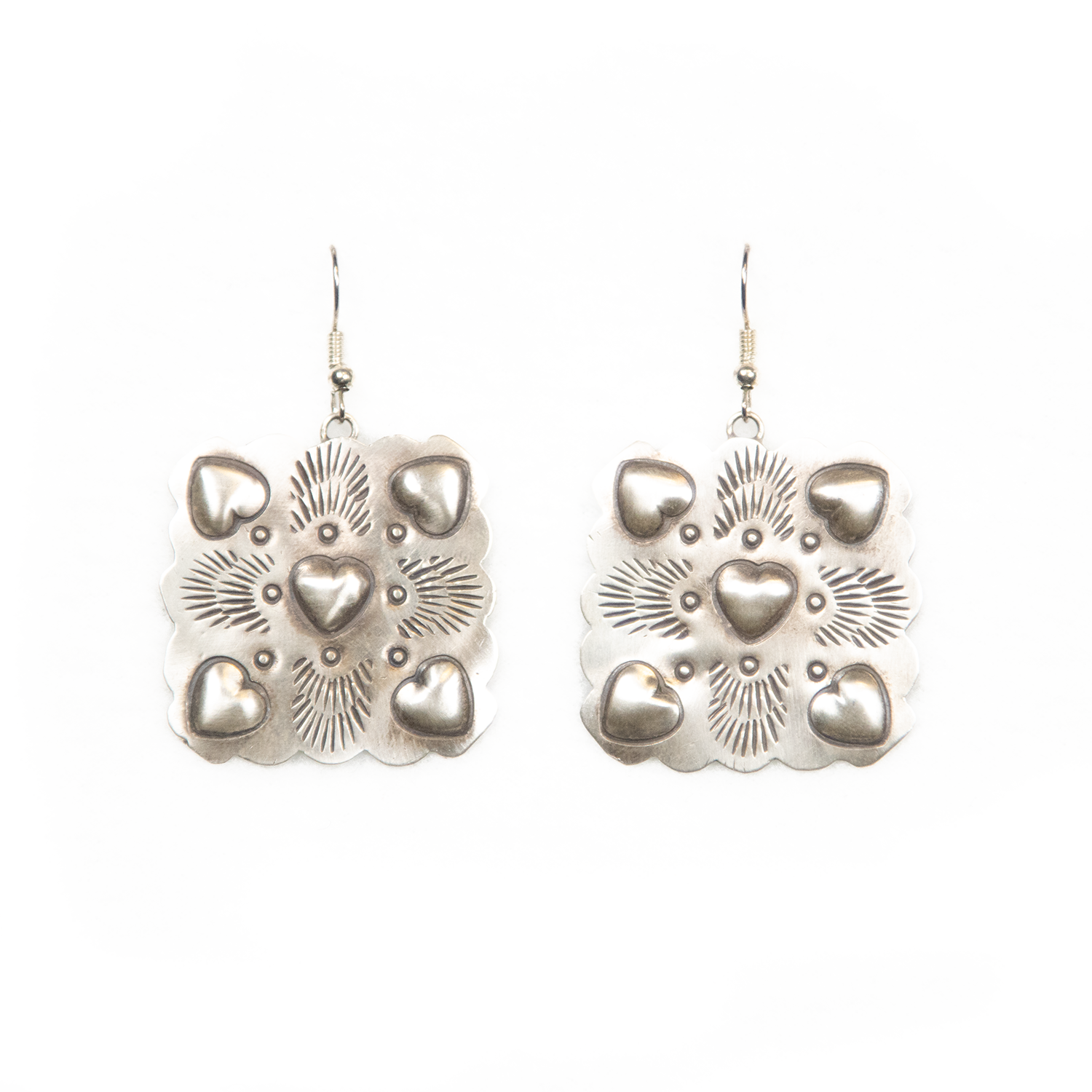 Five Hearts Squared Sterling Silver Earrings by Tawney Cruz
