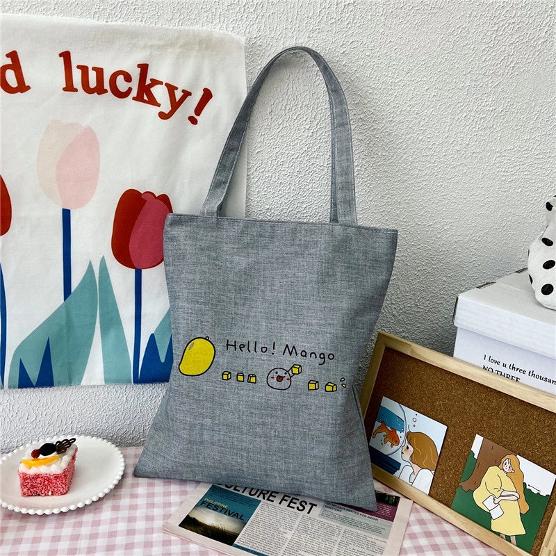 Women's Medium Canvas Letter Classic Style Sewing Thread Square Zipper Canvas Bag