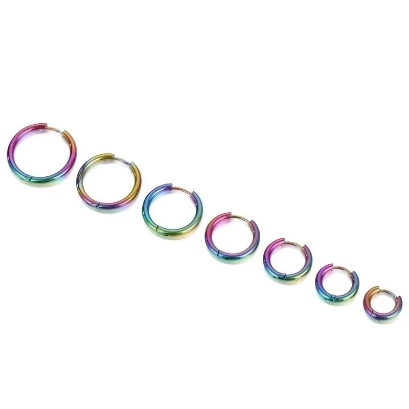 1 Piece Basic Round Plating Titanium Steel 18k Gold Plated Earrings