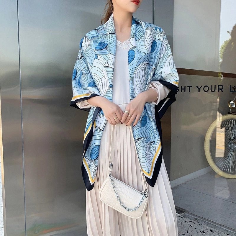 Women's Elegant Minimalist Plant Polyester Silk Scarf