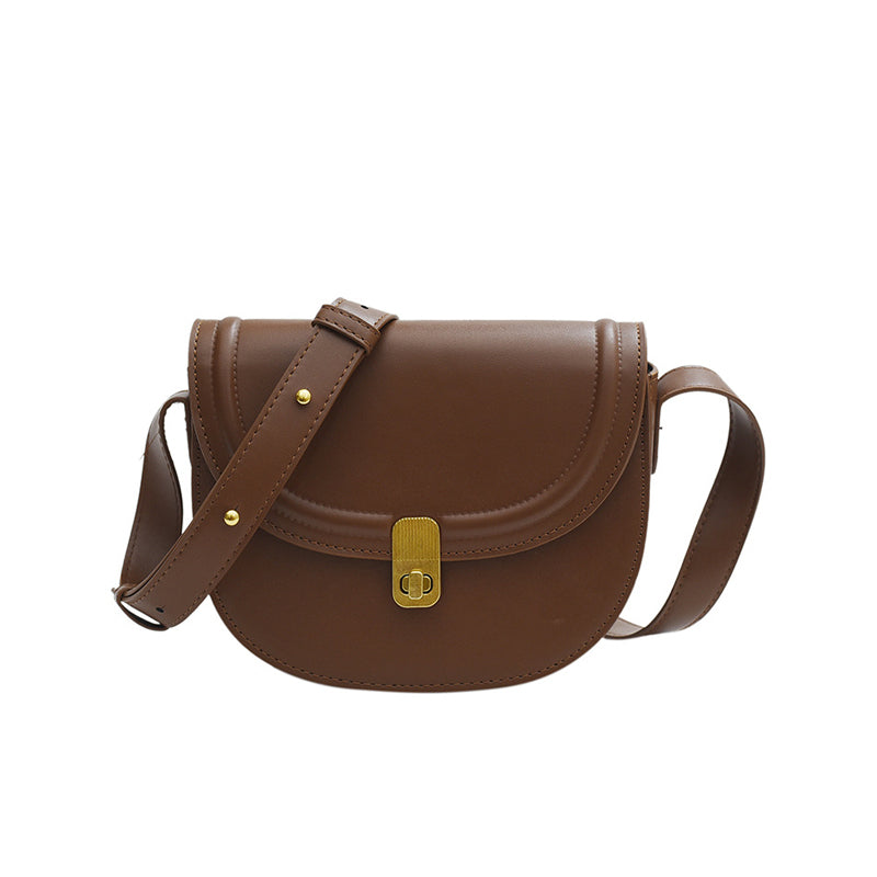 Retro Textured  Saddle Crossbody Bag