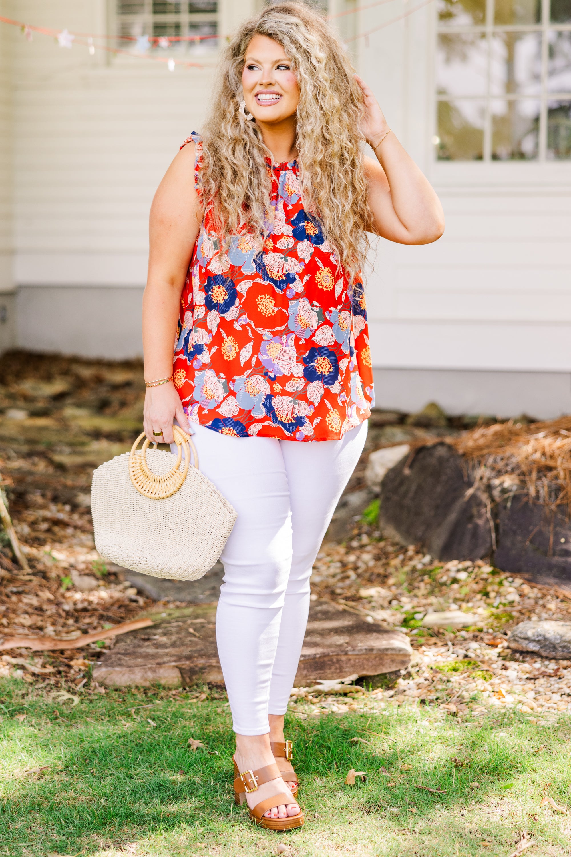 Bold Botanic Top. Red