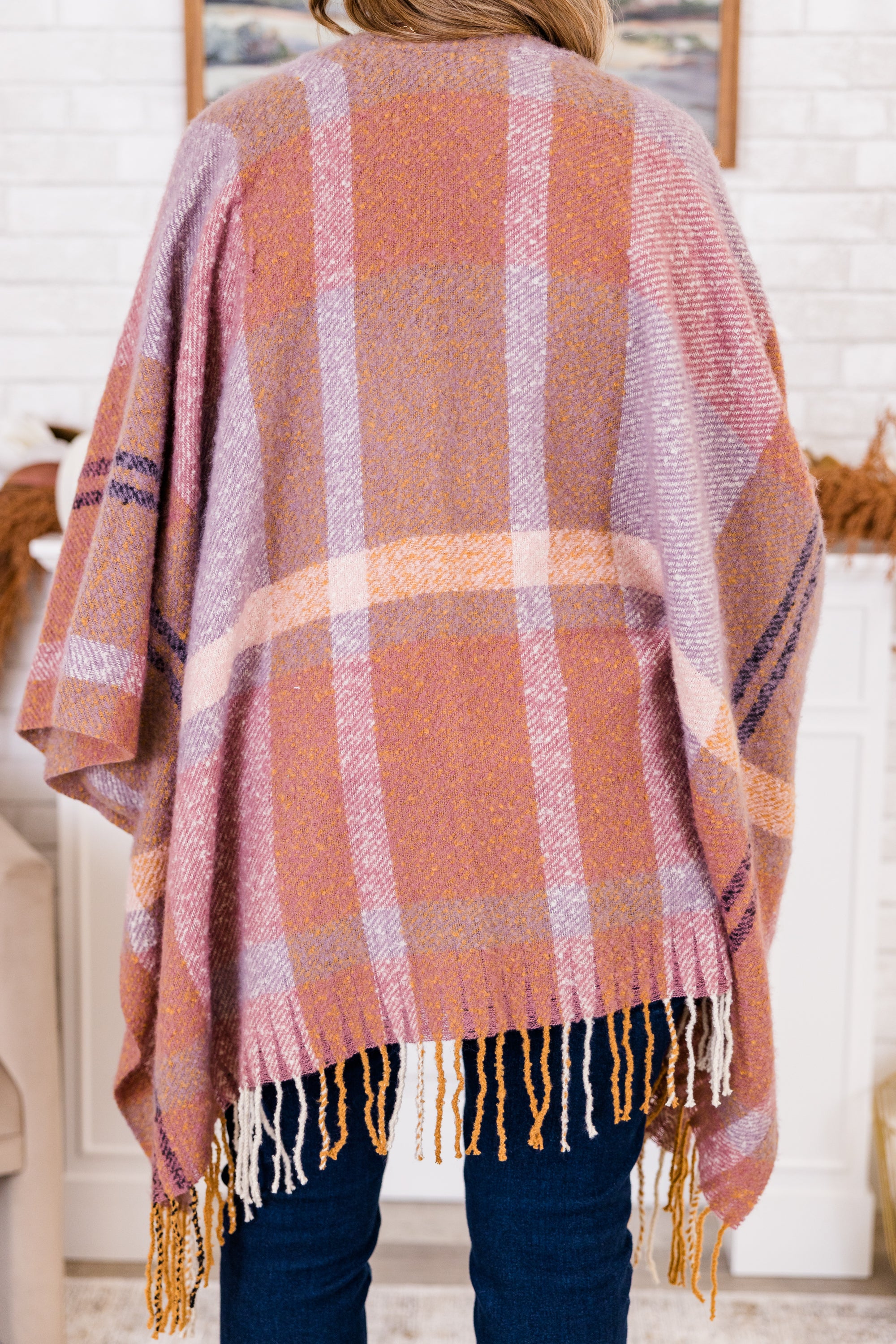 One Less Lonely Girl Poncho. Mauve