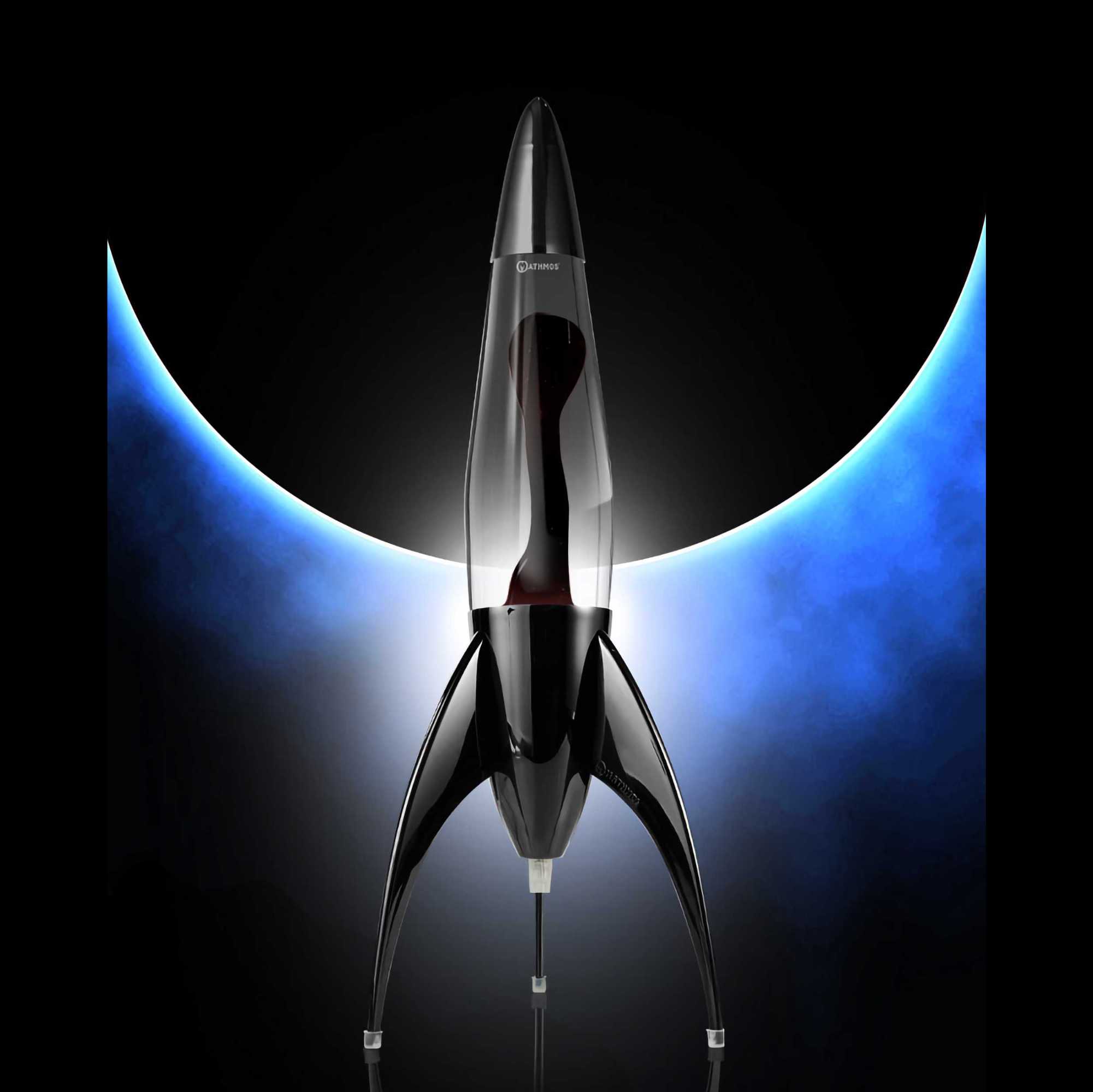 Black rocket lava lamp. Clear/Black