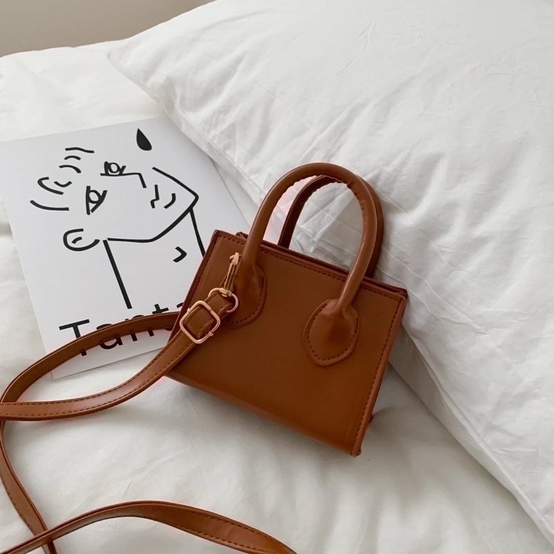 Retro Solid Color Messenger Square Bag