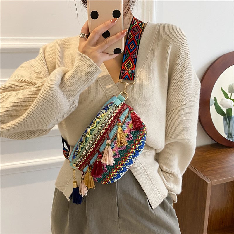 🔥BIGGEST SALE - 49% OFF🔥🔥Colorful Woven Waist/Shoulder Bag