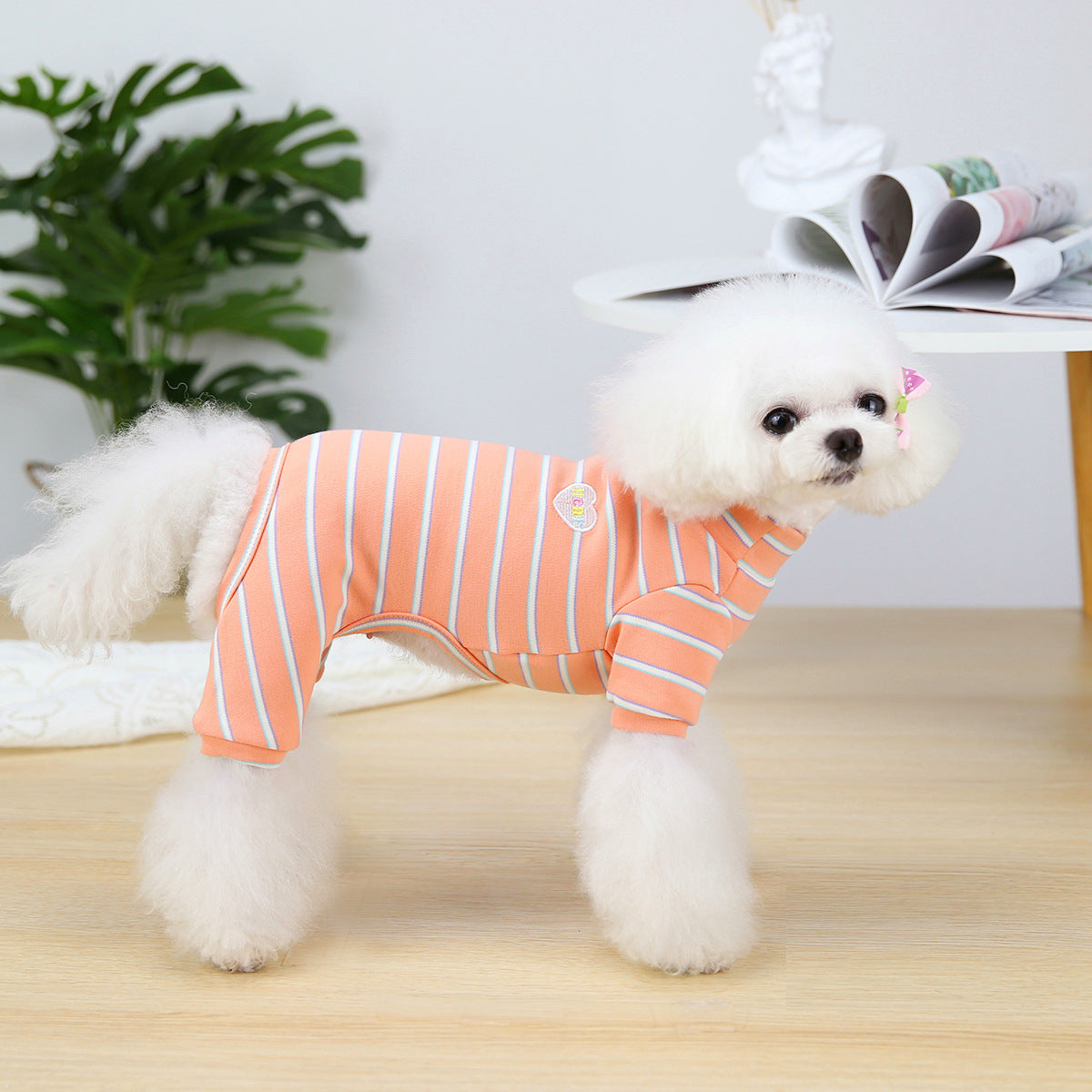 Casual Striped Heart Dog Jumpsuits Pajama