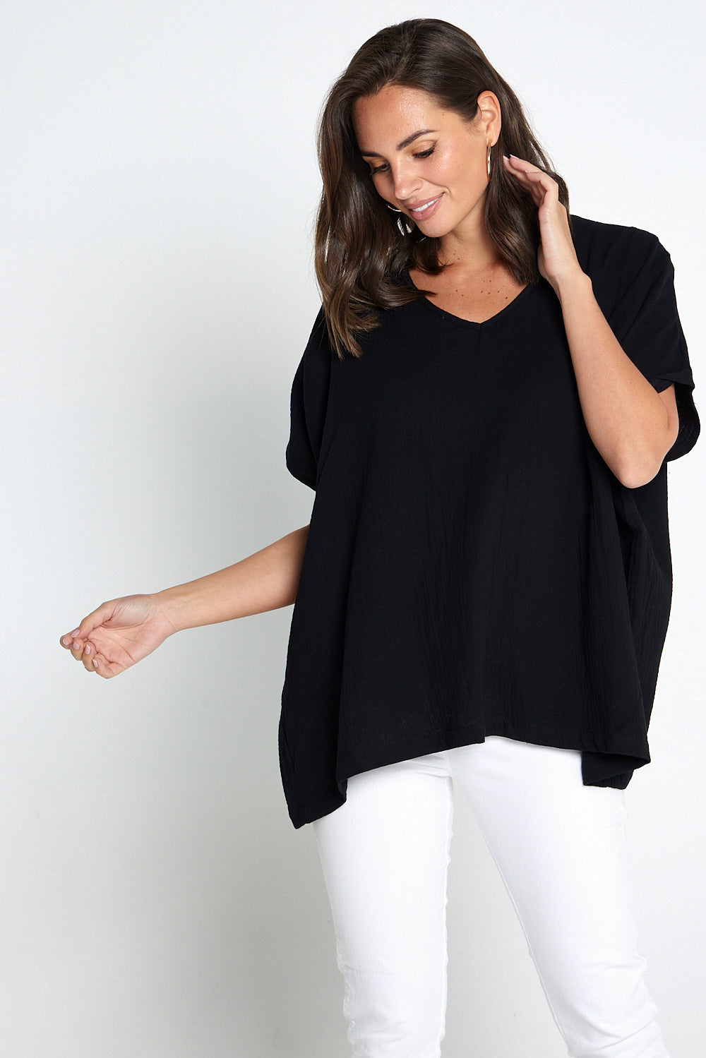 Fiji Cotton Muslin Top - Black