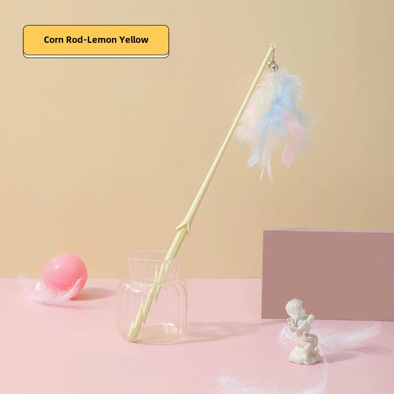 Upgrade Glue Suction Cup Steel Wire Rod Feather Tease Cat Stick Cat Self-Hi Relief Mi Toy Supplies