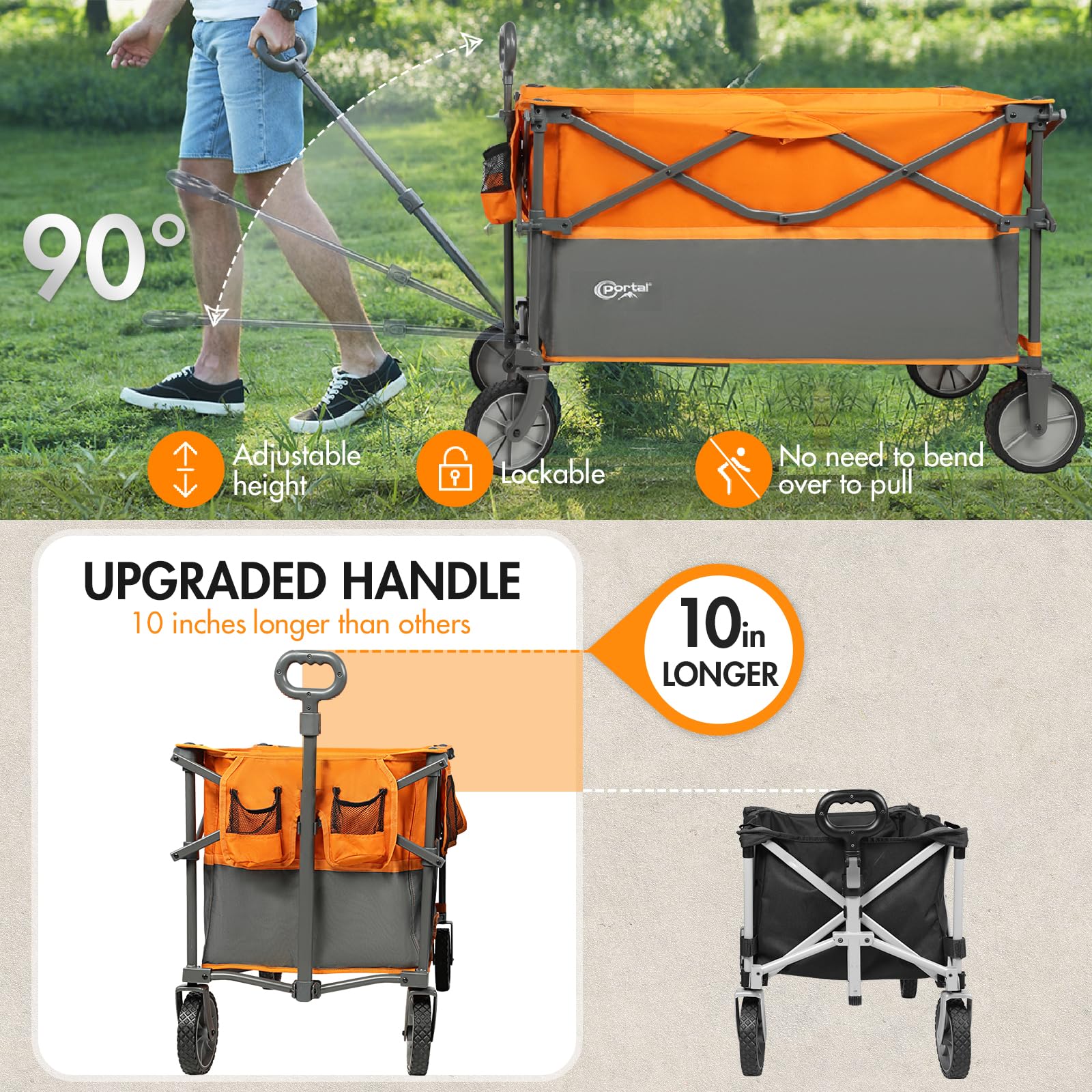 💥 Last Day Buy 2 Get 70% OFF💥PORTAL Folding Utility Wagon Collapsible Cart, 220lbs weight capacity