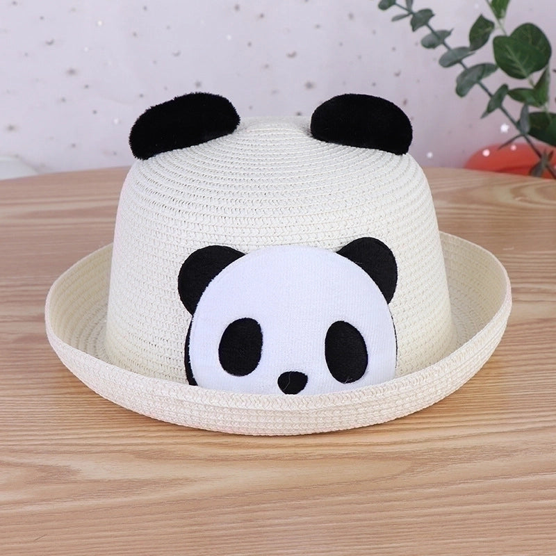 Women's Cute Minimalist Panda Crimping Straw Hat